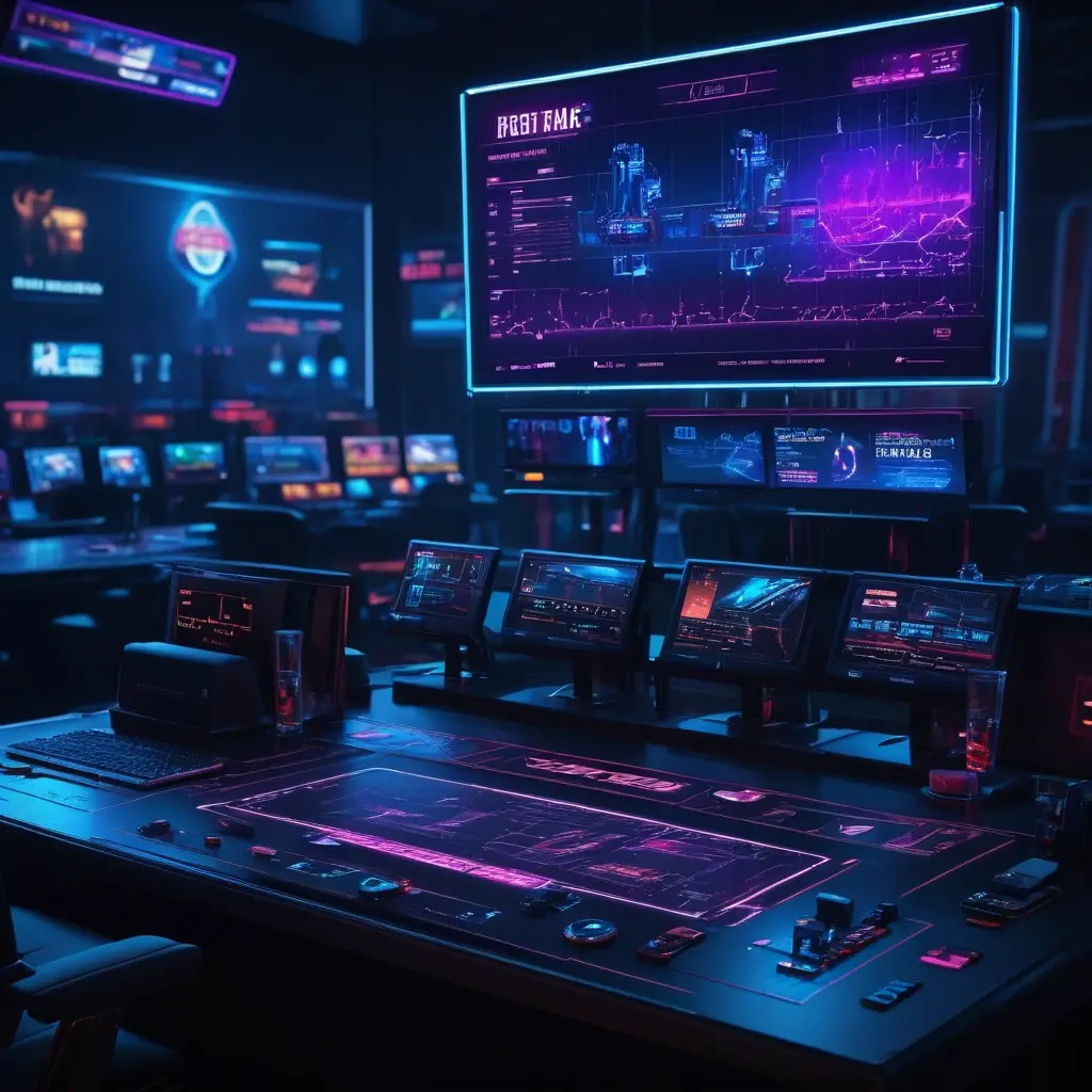 Modern casino software dashboard interface with gaming analytics and revenue charts